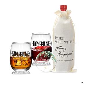 cmegke Engagement Gifts for Couples, Engagement Gifts for Couples Newly Engaged 18 Oz Wine Glass Set