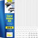 630in Cord Hider Kit, Paintable Cable Raceway, Cord Covers for Wires on Wall, Cord Hider for Wall Mount tv, tv Cable Hider Wall kit, Wire Covers for Cords, 40X L15.7in X W0.96in X H0.57in, White