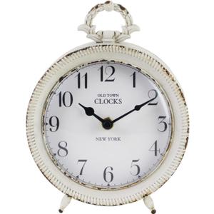 NIKKY HOME Table Clock, Vintage Desk Clock, Antique White Finish Table Clocks, Non-Ticking Battery Operated Decorative Shelf Clock for Living Room Bedroom Gift Clocks