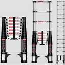 Telescoping Ladder,14.5 FT Aluminum Lightweight Extension Ladder with 2 Triangle Stabilizers, Heavy Duty 330lbs Max Capacity (Silvery)