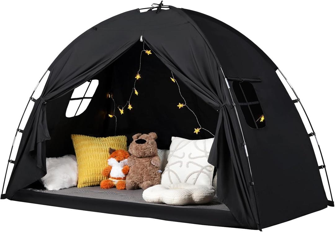 Bed Tent Twin Size - Privacy Sleeping Space with Blackout Design, Breathable Portable Indoor Floor Bed Tent for Toddler Transition Cottage Drafty Room Floor use
