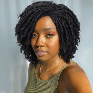Dreadlock Wig Short Twist Wigs for Black Women Short Curly Braided Natural Black Heat Resistant Synthetic Wig