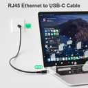 USB C to Ethernet Cable 1 FT, USB Type C to RJ45 Nylon Braided Cord, Gigabit Directly Connected, USB-C to Network Internet Adapter, Compatible with MacBook Pro, iPad Pro, Smartphone, Laptop, PC