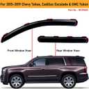 Lightronic Extra Durable Clip-on in-Channel Auto Vent Window Visor, Fits 2015-2020 Chevrolet Tahoe, GMC Yukon, Cadillac Escalade, UV Protection Rain Guard, Original Wind Deflector, Dark Smoke, 4-Pcs