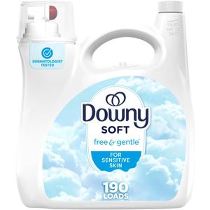 Downy Free & Gentle Liquid Fabric Softener, 140 fl oz, 190 Loads, Hypoallergenic, Sensitive Skin Friendly Fabric Conditioner Liquid
