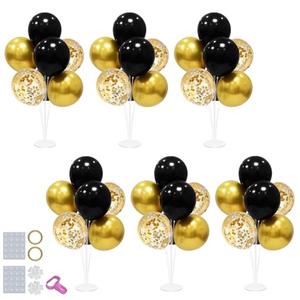 ZJDHPTY 2Set Balloon Stand with Balloons, Black and Gold Party Decorations, Birthday Graduation Retirement Father's Day Halloween New Years Decorations 2025