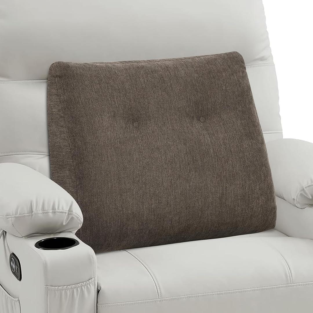 TANYOO Back Support Pillow for Recliner Soft Dual Layer Lumbar Support Pillow with Shredded Memory Foam Ergonomic Orthopedic Couch Lumbar Cushions for Elderly Lower Back Pain Relief Brown, Medium