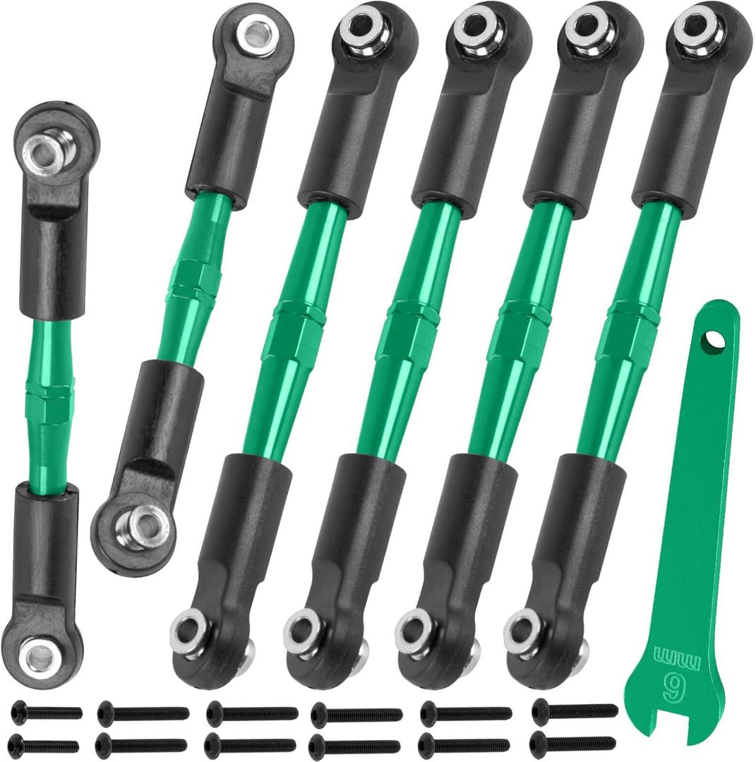 Aluminum Turnbuckles Camber Links Upgrades Part for 1/10 Big Rock 3S V3 4WD BLX 1/8 Typhon 3S / Mega 550 V3 4WD BLX,Green (Mismatch Big Rock V1 or V2 Model rc car)