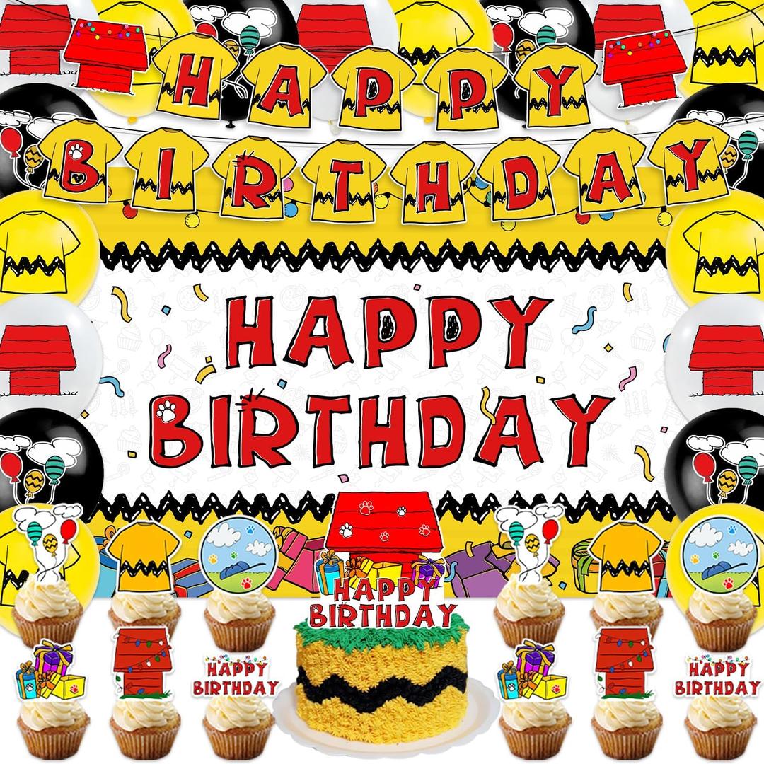 42Pcs Cartoon Dog Red House Birthday Party Supplies Puppy Baby Shower Decorations Disposable Birthday Banner, Cake Toppers, Balloons Cute Dog Anime Theme Red House Party Decorations