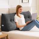 IASEAHK Headboard Pillow Twin, Triangle Pillows for Headboard, Head Board Backrest Wedge Pillow for Reading Sitting Working, Daybed Pillows with Removable Cover for Bed Dorm Sofa, Black