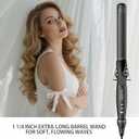 SAOSA 1.25 Inch Curling Iron for Medium-Long Hair, 7.3" Tourmaline Ceramic Barrel with Clamp, 5 Temp Settings & Auto Shut-Off, Dual Voltage 110-240V Travel Hair Curler - Black