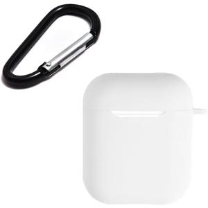 Soft Silicone Protective Case Cover with Keychain for Apple Airpods 2 (White)