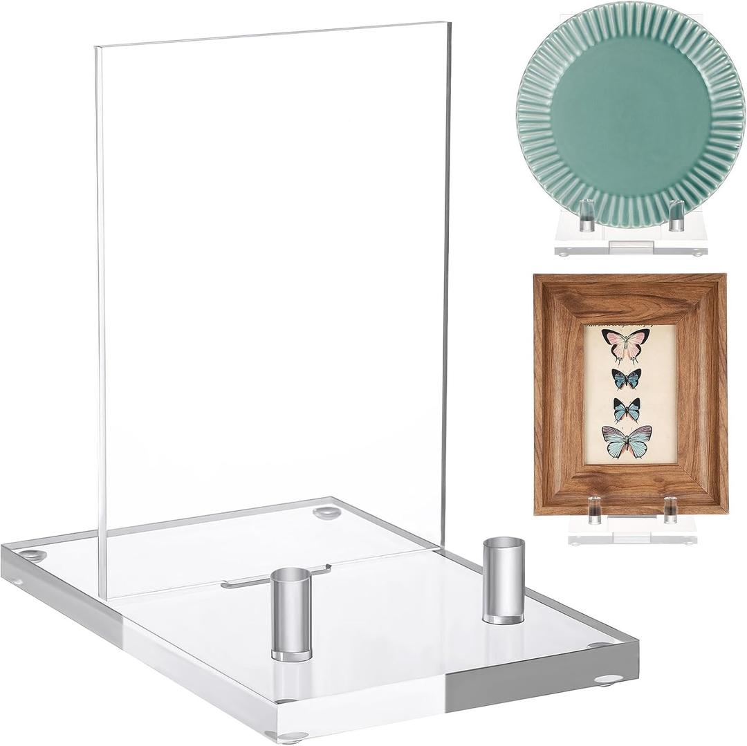Yousoontic Acrylic Book Display Stand Clear Easel Plate Stand for Displaying Books, Picture, Notebooks, Platter, Photo, Artworks(4 x 6 x 6 Inch)