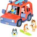 Bluey Heeler 4WD Family Toddler Toy Car with 4 Figures, Surfboards and Sticker Sheet, Pretend Play, Toys for Kids Ages 3+