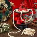 WILLBOND 3 Pieces 29.5 Feet Christmas Wooden Bead Garland Vintage Christmas Tree Bead Garland Round Wreath for Holiday Decorations(Beige)