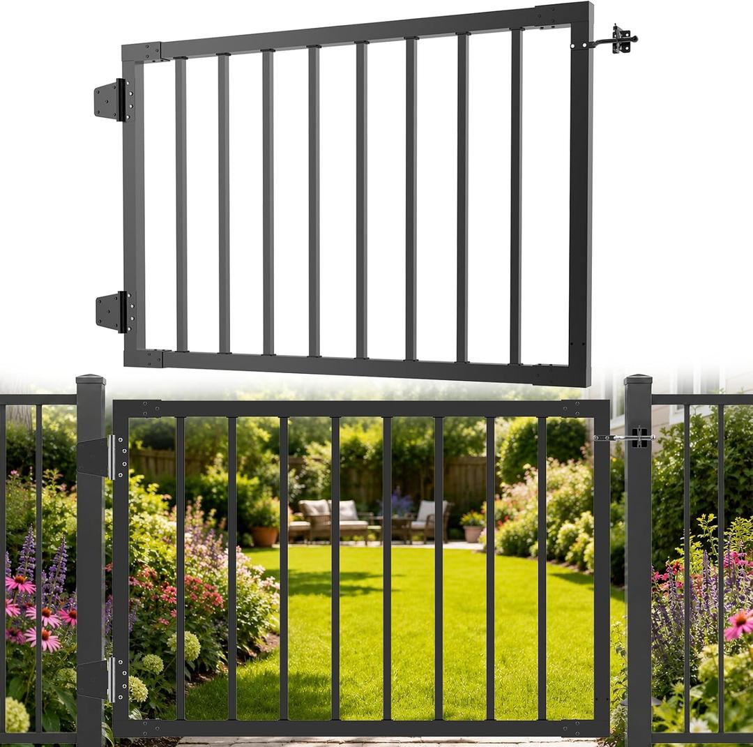 32" H x 48" W Aluminum Deck Gate, Outdoor Deck Gate with Hinges and Latch
