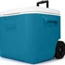 Coleman Chiller Series 60qt Wheeled Portable Cooler Insulated Hard Cooler with Ice Retention & Heavy-Duty Wheels & Handle Great for Camping Tailgating Beach Picnic Groceries Boating & More