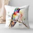 2 Pcs Colorful Bird Print Throw Pillow Covers 18x18 Inch, Floral Art Throw Pillows Square Cushion Covers, Watercolor Decorative Pillows for Couch Sofa Living Room Bedroom, Bird Lover Gifts 2