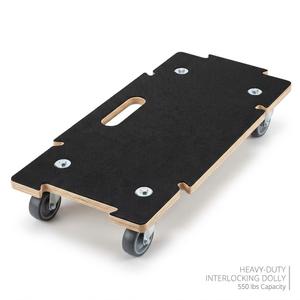 1 pk Heavy Duty Wooden Furniture Dolly – 550 lbs Capacity Moving Dolly Cart with 360° Swivel Caster Wheels, Built-in Carry Handle & Interlocking Connectors, 