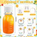 LemonRoad 100 Pcs 2oz Small Plastic Juice Bottles with White Cap Mini Reusable Clear Shot Jar with Lid Scale and Label for Ginger Liquid Drink Milk Beer Coffee Storage Container Portable Travel