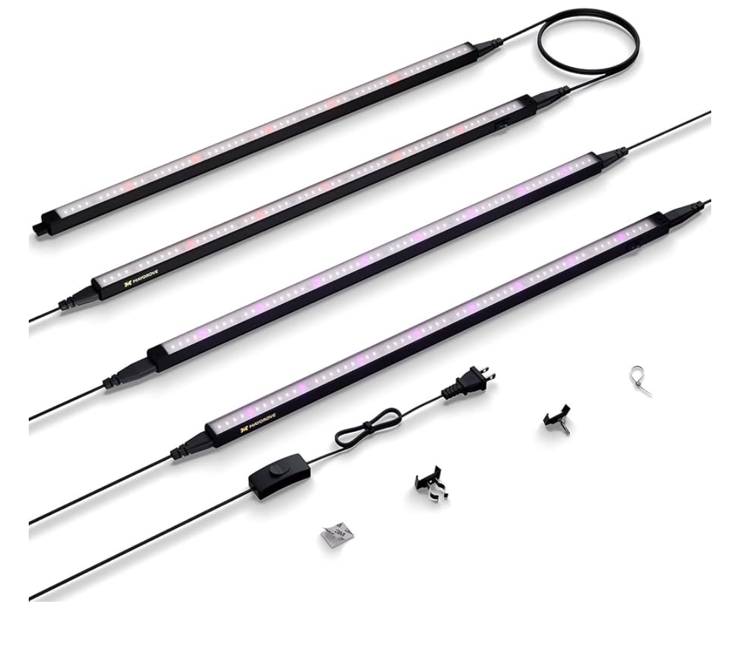 Maygrove Grow Lights for Indoor Plants, Tunable Spectrum 2FT LED Growing Lamp 28W (4 x 15W), T5 Grow Light Strip for Seed Starting, Vegetables, Linkable, Black, 4-Pack