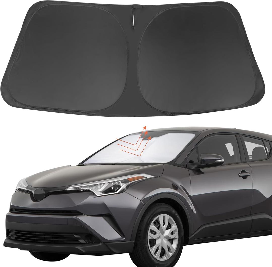 YYCKE Windshield Sun Shade Accessories Compatible with CHR 2018-2023 CH-R for Toyota Foldable Sunshade Sun Visor Blocks UV