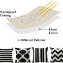 4 x OTOSTAR Set of 4 Waterproof Throw Pillow Covers 16x16 Inch Farmhouse Geometric Square Pillow Cases for Couch Patio Furniture Balcony Garden Outdoor DecorationGeometry70-Black