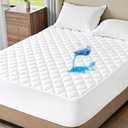 Bedsure Queen Mattress Protector, Quilted Waterproof Mattress Protector with Deep Pocket up to 22 Inches, Soft Breathable Noiseless Bed Pad Topper, Queen Bed Cover for Home, Bedroom, Hotel  White (Queen (60"x80"+18"))