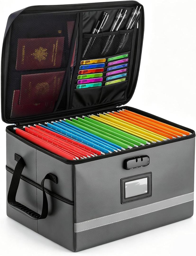 EXLIFBAG Fireproof File Organizer with Lock, 1 Layer