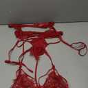 BIGFOX Women Lace Lingerie Set Sexy Garter Set 3 Piece Triangle Floral Bra and Panty Baby doll Underwear Thong Garter Belts (Dark red, S)