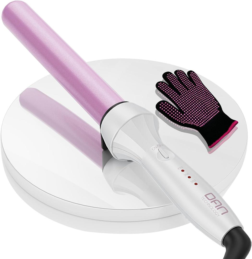 DAN Technology Curling Wand, 1 inch, Temperature Adjustable, Tourmaline Impregnated Ceramic Barrel, Dual Voltage, 60 min Shut Off, Curling Iron for Natural Curls and Long-lasting Hairstyles (White)