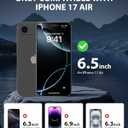 Compatible for iPhone 17 Air Privacy Screen Protector 6.5 inch, Anti Spy Anti Blue Light HD Tempered Glass Screen Protector Easy Installation, Case Friendly, 2 Pack Black