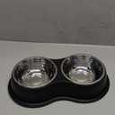 Dog Bowls Double Dog Water and Food Bowl Stainless Steel Bowl with Non-Slip Resin Station, Pet Feeder Bowls for Puppy Medium Dogs Cats (1.Black)