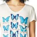 Hanes Women's Short Sleeve V-Neck Graphic T-Shirt (White)