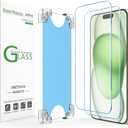AmFilm 2 Pack Magnetic OneTouch for iPhone 15 Plus 6.7" Screen Protector [Eco Friendly & Reduce Plastic] [Indestructible Ultra 9H Tempered Glass] [15 seconds Auto-Alignment & Ultra Fast Installation]