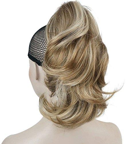 Lydell 12" Dual Use Straight Curly Styled Clip In Claw Ponytail Hair Extension Synthetic Hairpiece 125g with a jaw/claw clip (H16-613 Blonde with Highlights)