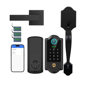 Smart Fingerprint Door Lock for Front Door – Keyless Entry Deadbolt with Handle Set, Digital Keypad, App Control, Auto Lock, Easy Install, Matte Black