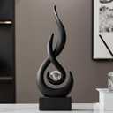 Octdays Black Abstract Statue Sculpture Decorations, 11.61" H Modern Sculptures Home Dcor Accents, Resin Art Flame Figurines for Living Room Table Centerpiece Office Desk TV Stand Decor