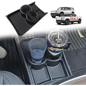 BestEvMod Gen 2 Lower Center Console Organizer Tray Compatible with Rivian R1T R1S 2026 2025 Gen 2 Fit 32oz Bottle Interior Accessories ABS Material with PVC Trim Floor Console Storage (Black)