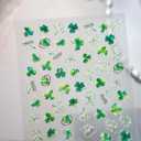 2 x St. Patrick's Day Nail Art Stickers 5D Shamrock Nail Decals Green Lucky Charms Four Leaf Clover Stickers for Women Irish Embossed Green Shamrock Self-Adhesive Spring Supplies Manicure Decor