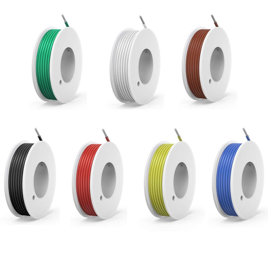 18 Awg Silicone Electrical Wire Cable 7 Colors (13ft Each) 18 Gauge Hookup Wires kit Stranded Tinned Copper Wire Flexible and Soft for DIY