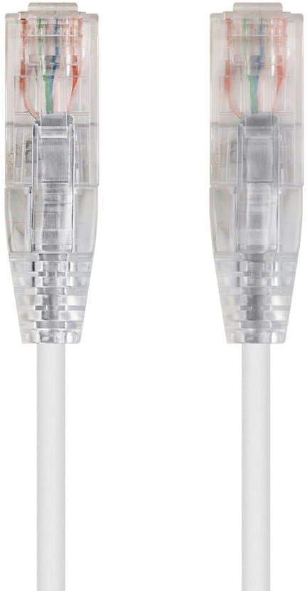 Monoprice Cat6 20ft White Component Level Patch Cable UTP 28AWG 550MHz Pure Bare Copper Snagless RJ45 SlimRun Series Ethernet Cable