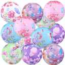 Panelee 12 Pcs Butterfly Floral Paper Lanterns Party Decorations 8 Inches Hanging Round Pink Purple Flower Paper Lanterns for Summer Tea Party Baby Shower Wedding Bridal Ceiling Decor Supplies