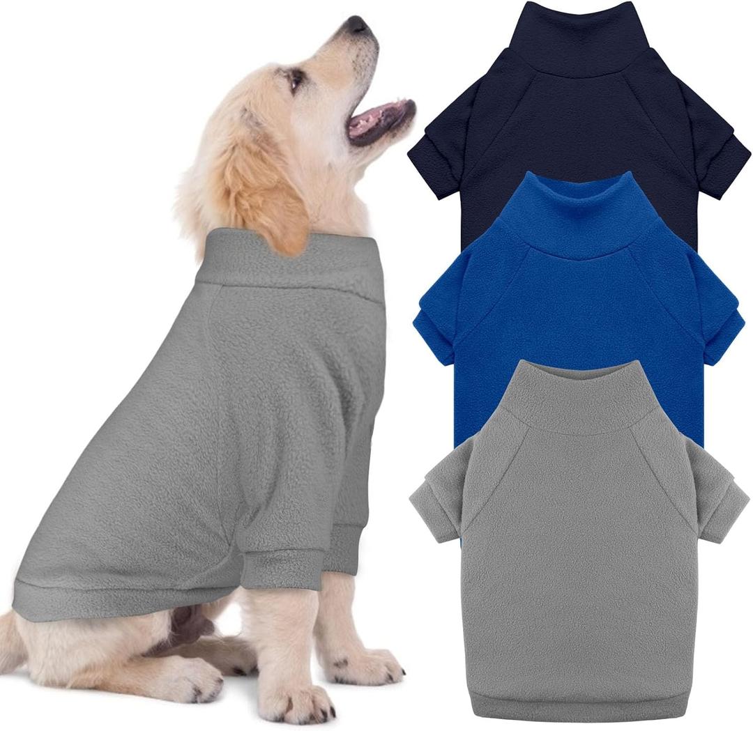 3 Pack Dog Sweater Fleece Turtleneck Soft Warm Sweatshirt Dog Sweaters for  Dogs Puppy Sweater Boy Girl Pet(Gray+Royal Blue+Navy,XS)