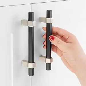 10 Pack 3-3/4 Inch Hole Centers, Black and Nickel Cabinet Pulls Matte Black and Brushed Nickel Cabinet Handles AP1310 Kitchen Hardware for Cabinets Drawers Dresser Cupboard Bedroom Bathroom