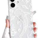 NITITOP Compatible with iPhone 17 Case Clear Cute Shell Whale Sea Ocean Animal Pattern for Women Girls Full Camera Lens Slim Shockproof Protective Phone Cover - White Fish
