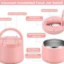 14oz Insulated Vacuum Food Jar with Buckle Lid,Soup Thermo for Hot Food Kids,Wide Mouth Leakproof Stainless Steel Lunch Container with Spoon-Pink