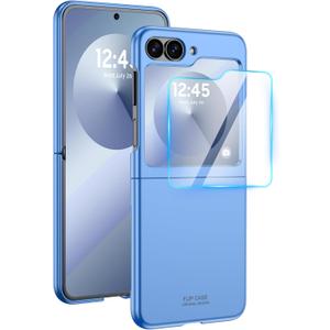 GooseBox for Samsung Galaxy Z Flip 6 Case with Screen Protection, Z Flip 6 Slim HD Clearly Case Ultra-Thin Anti-Scratch Shockproof Phone Case(Blue)