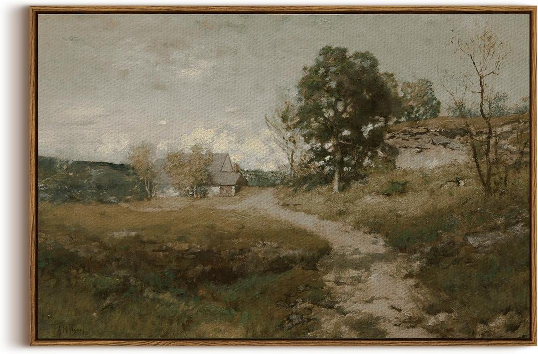 InSimSea Framed Canvas Wall Art, Vintage Countryside Landscape Farmhouse Decor, Wall Art for Living Room, French Country Decor, 24"x36"
