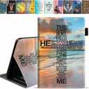 JDHJFBFJNP Case for Amazon Fire HD 10 Tablet 10.1 inch (9th/ 7th Generation, 2019/ 2017 Release) - PU Leather Stand Flip Cover with Card Slot & Pencil Holder, God Jesus Christian Cross